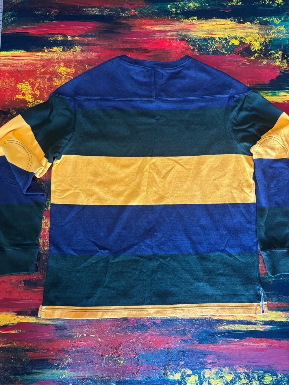 Ralph Lauren Polo Rugby Long-Sleeve Stripe Crewneck - Navy, Green, Yellow - Picture 7 of 12